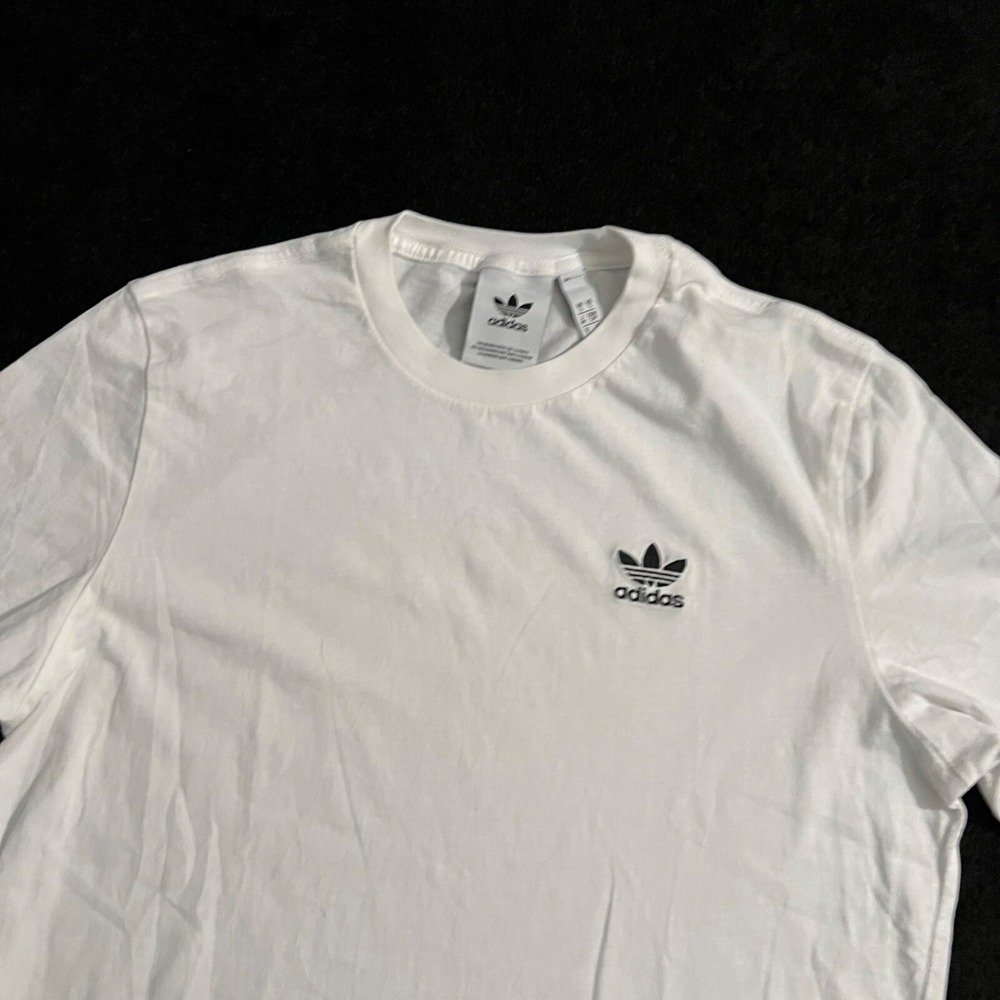 Adidas Shirt Mens Small Originals Trefoil Essentials White Short Sleeve Cotton - Picture 3 of 9
